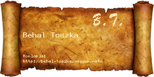 Behal Toszka névjegykártya