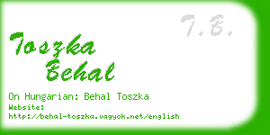 toszka behal business card
